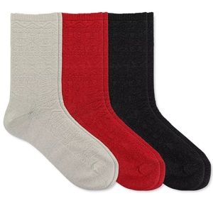 LAUREN RALPH LAUREN Women's 3-Pk. Snowflake Texture Roll-Top Socks, size…
